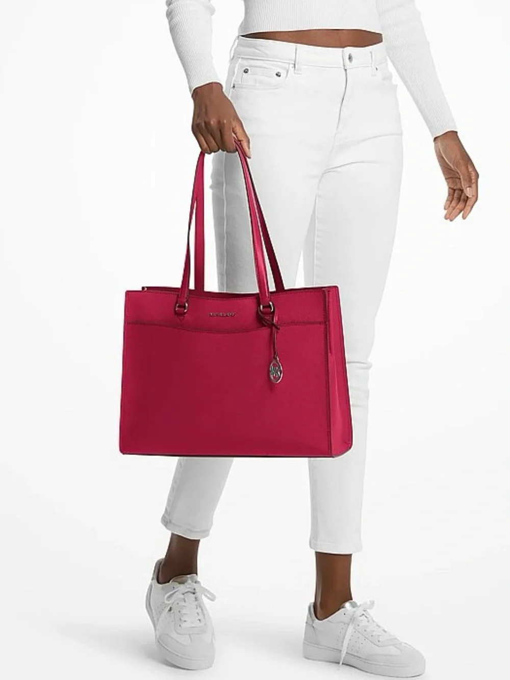 NWT- Michael Kors Jet Set Travel Large Saffiano Leather Tote Bag Cherry